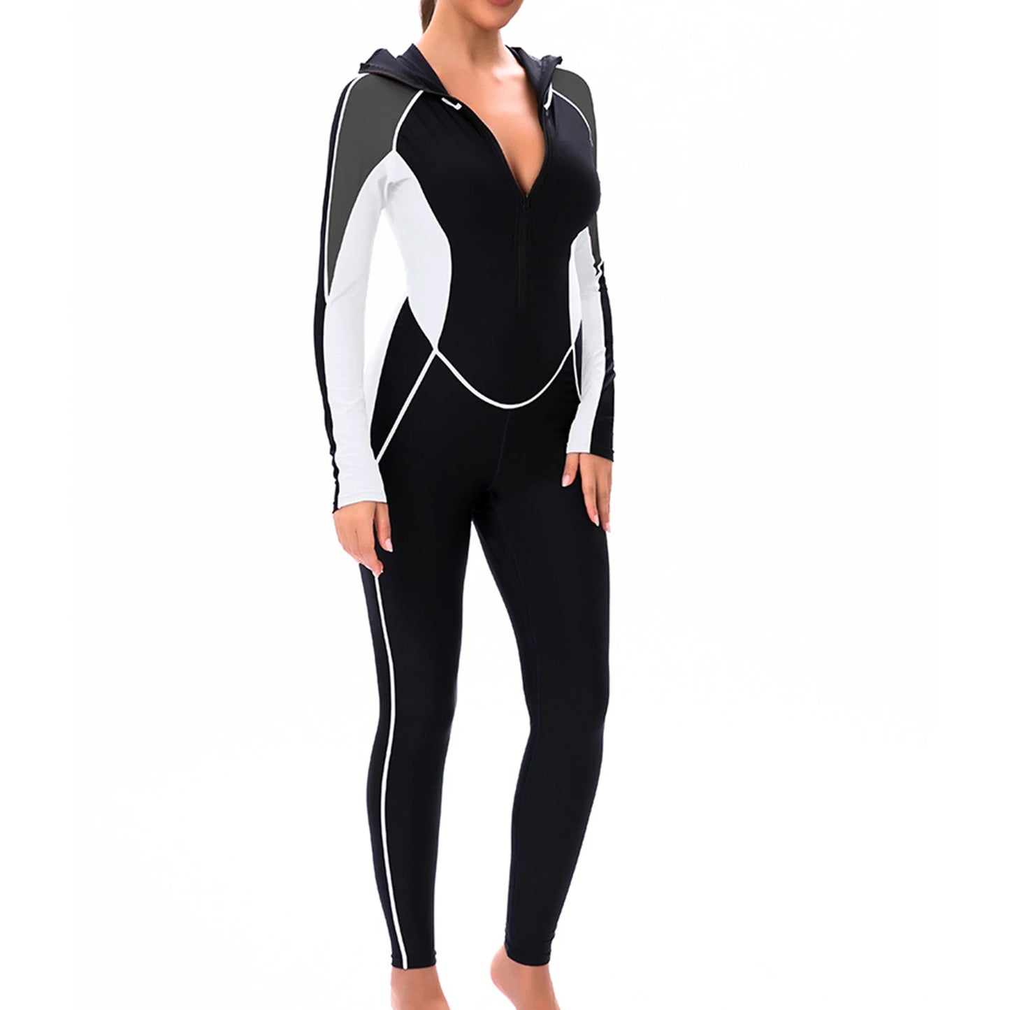 Womens Full Body Muslim Burkini Swimsuit One Piece Hooded Hijab Zipper Modest Swimsuit Islamic Full Cover Conservative Swimwear burkini à capuche,fermeture éclair