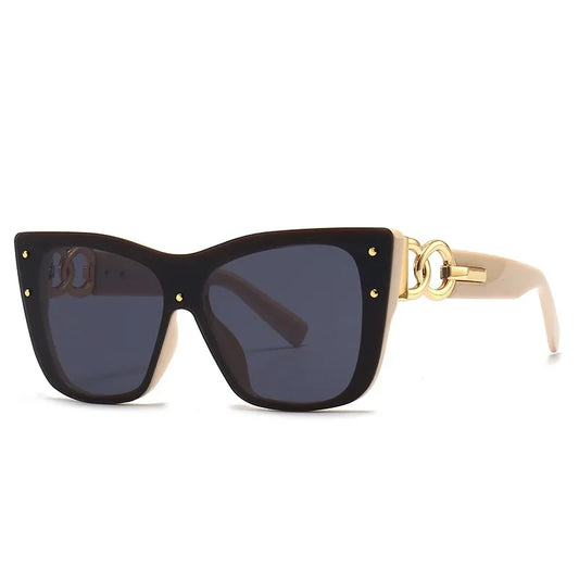 Lunettes de soleil œil de chat à grande monture 
