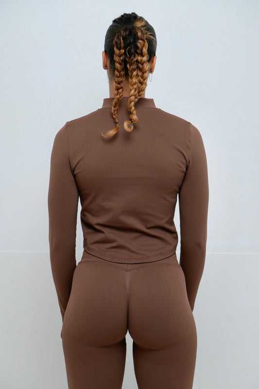 Veste de sport zippée femme Vantashape V-Sculpt "Marron"